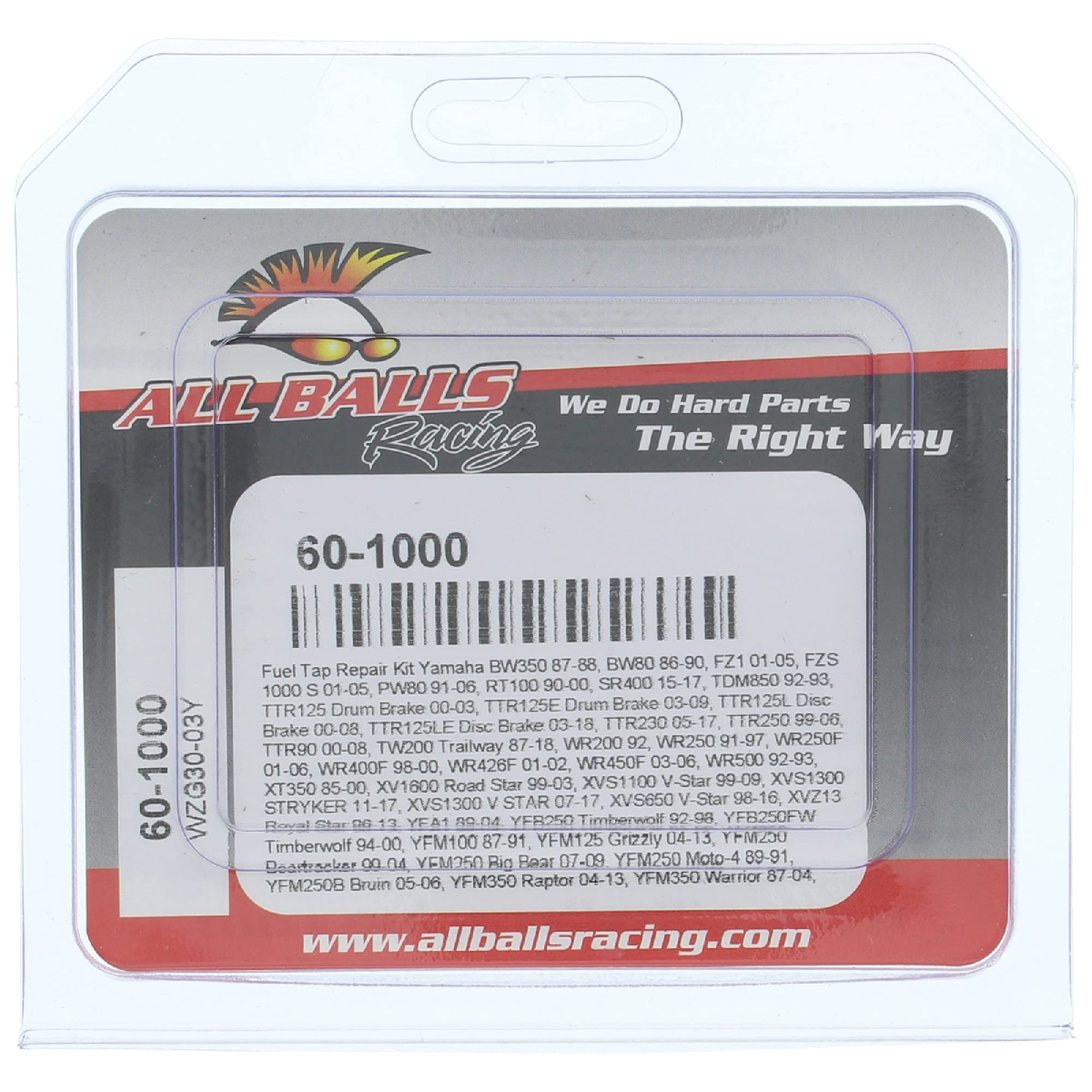 All Balls Racing Fuel Tap Repair Kit 60-1000 Compatible With/Replacement For Yamaha Bw350 1987-1988, Bw80 1986-1990, Tdm850 1992-1993, Ttr125 Drum Brake 2000-2003